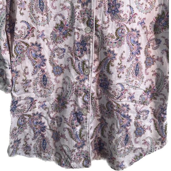 Lauren Ralph Size M Women’s Paisley Collared Button Up Nightshirt - Picture 7 of 11
